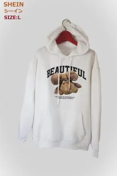 SHEIN/シーイン☆パーカートレーナー・フリース/裏起毛/ホワイト色/Lサイズ