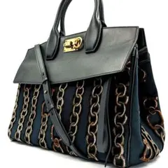 【美品】サルバトーレフェラガモ スタジオバッグ 2way ハンドバッグ チェーン