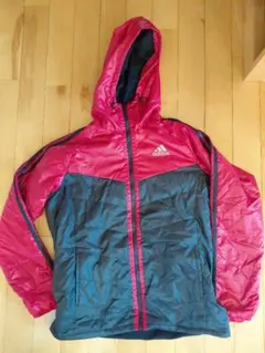 adidas フード付きウィンドブレーカー (中綿)赤黒セットアップ