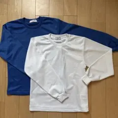 wundou ホワイト ブルー　ロングスリーブTシャツ 2枚セット　140のサムネイル
