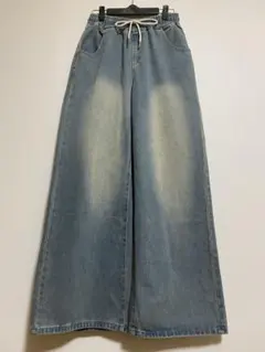 デニムパンツ　ダークウォッシュ ウエストゴムのサムネイル