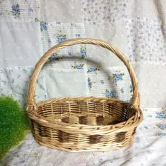 ウィッカー バスケット 天然素材バスケット　籐　ラタン　昭和