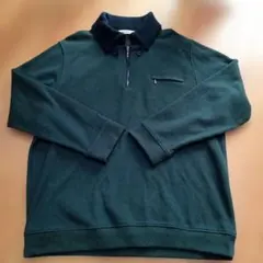 INTERMEZZO ダークグリーン 襟付き ジップアップセーター 日本製