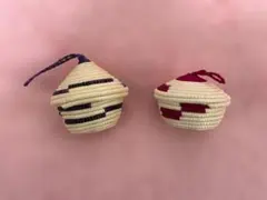 アフリカ産ルワンダの手作りバスケット - 2個セット