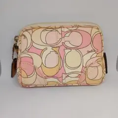 COACH ポーチ 小物入れ キャンバス ピンク 化粧ポーチ レディース コーチ