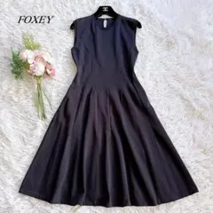 美品✨フォクシー ローウエストバロン タックフレアドレスワンピース ブラック 美品】フォクシー ローウエストバロン タックフレアドレスワンピース