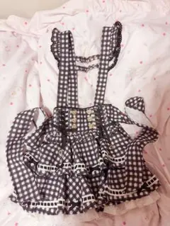 LIZLISAはしごリボン ギンガム ティアードスカパン ブラック