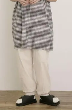 サマンサモスモス　綿麻裾ギャザーレースパンツです♡ キナリ　Lサイズ