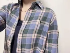綺麗色❤︎ラルフローレンワンポイントし刺繍チェックシャツ　ネイビーピンクグリーン