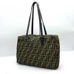 FENDI】ショルダートートバッグ ズッカ柄 シルバー金具 ナイロン A4 
