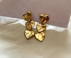 ハート型金色フープイヤリング
