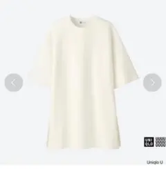 ユニクロユー　ミラノリブクルーネックチュニック　コットンニット　オーバーサイズ