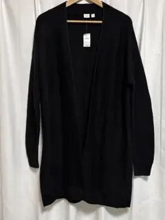 GAP黒 リブ編み ロングカーディガン