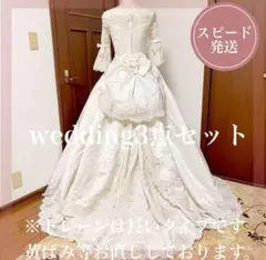 Zinha♡袖付きウェディングドレス　ティアラ　ヴェール　豪華3点セット