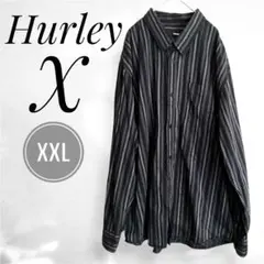 Hurley X 大きいサイズXXL＊ストライプ 長袖シャツ ブラック