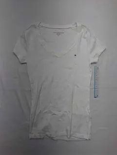 ■トミー ヒルフィガー VネックTシャツ Sサイズ ホワイト系 レディース