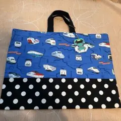 キーホルダーがつけられる！　レッスンバッグ　新幹線　男の子　幼児　トートバッグ