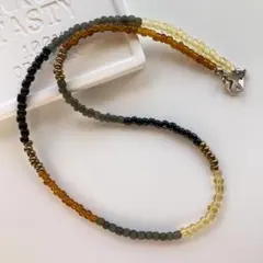 50cm・太さ4mm　ブラック茶　メンズ　ビーズネックレス　ハンドメイド