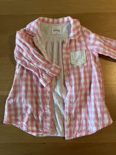 BRANSHES ピンクチェックシャツ 80