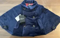 新品タグ付タペット Tappet フリース ポンチョ ケープ S チェック 紺