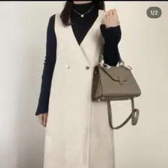 【ZARA】ダブルブレストフェイクスエード ジャンパースカート