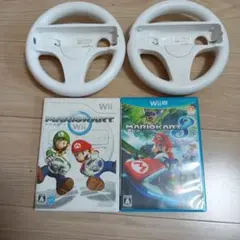 マリオカートWii　マリオカート8Wiiu ソフト　ハンドル×2台