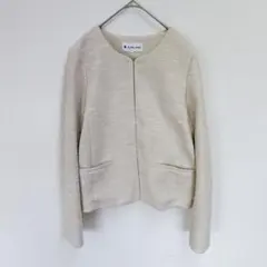 GLOBAL WORK ノーカラージャケット ベージュ Mサイズ ツイードのサムネイル