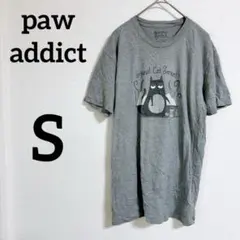 レア✨paw addict 【S】猫イラスト Tシャツ Sサイズ グレー　ネコ