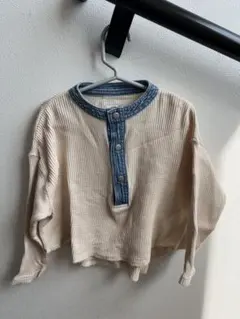 キッズ　子供服　長袖シャツ 100cm アイボリー　デニム