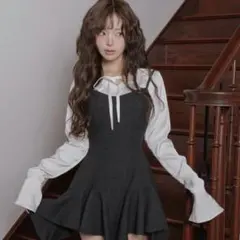 Darichレイヤードランダムヘムチェックミニワンピース