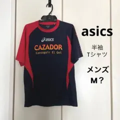 SALE！/asics/アシックス/半袖Tシャツ/紺×赤/M相当/キッズ可