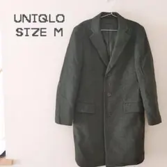 UNIQLO チェスターコート M ダークグレー　カシミア混　チェック　ユニクロ