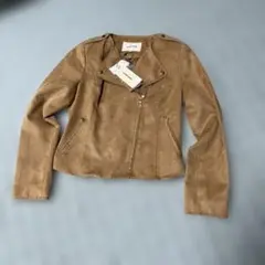 レッセパッセ新品フェイクスエードライダース　ジャケット36Sキャメル