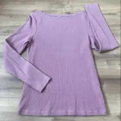 【美品】UNIQLO リブ長袖カットソー ピンク　XL