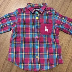 チェック柄長袖シャツ（ラマ刺繍）