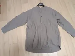 MUJILABO　オーバーサイズストライプシャツ　スタンドカラー