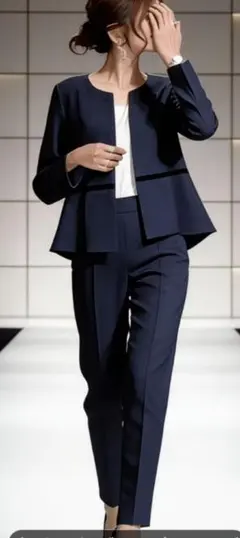ネイビー パンツスーツ 上下セット