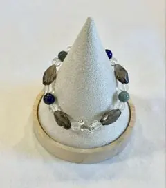 ハンドメイド ブレスレット オ－バル形スモ－キ－クォーツ 16cm