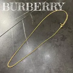 美品 希少 BURBERRY 蛇腹 チェーン ノバチェック ゴールド ネックレス 