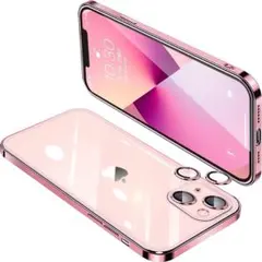IPhone13 ケース クリア アイフォン13 レンズ保護 ローズゴールド