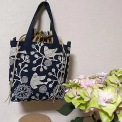 点と線模様製作所❤︎ボヌールバッグ　bird garden ハンドメイド 点と線模様製作所❤︎ボヌールバッグ bird garden ハンドメイド 点と線