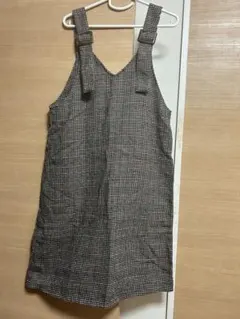 レディース　千鳥格子柄　ジャンパースカート　サロペットスカート