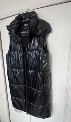 【美品】ZARA ロングベスト ダウンベスト ブラック　XS