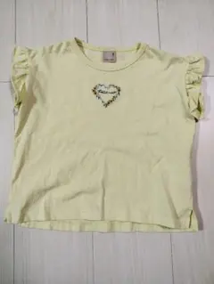petit main フリル袖Tシャツ 100cm イエロー