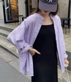 discoat カラーストライプ バンドカラービッグシャツ M トップス シャツ