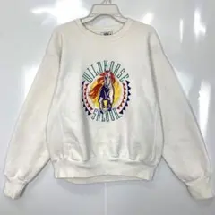 USA製リーLEEアニマルスウェットトレーナー白ホワイトヴィンテージ刺繍ワッペン