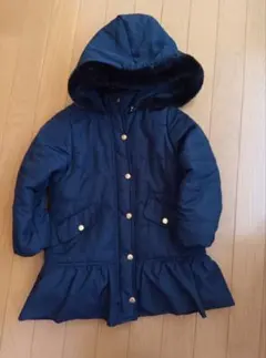 プティマイン　ネイビー フリル付き中綿コート