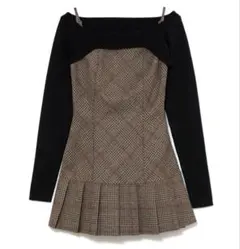 andmary Selena check mini dress brown