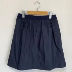 【UNTITLED】スカート　ネイビー【2】膝丈　日本製　無地　シンプル　ポリ