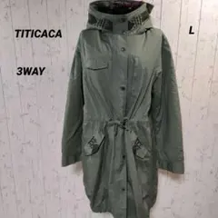 美品【TITICACAチチカカ】3wayオリーブグリーン モッズコートフード付き